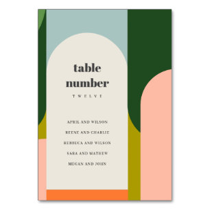 Numéro De Table Arche rétro super Mariage Abstrait