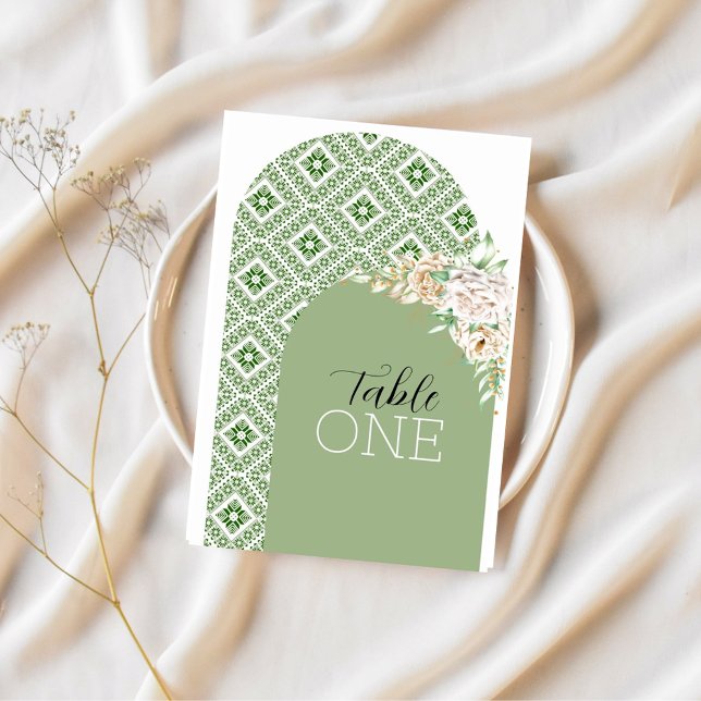 Numéro De Table Arches de Tatreez palestinien en vert (Créateur téléchargé)