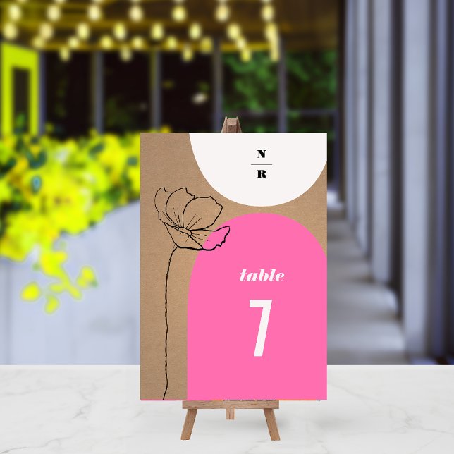 Numéro De Table Arches florales Mariage Monogramme rose (Créateur téléchargé)