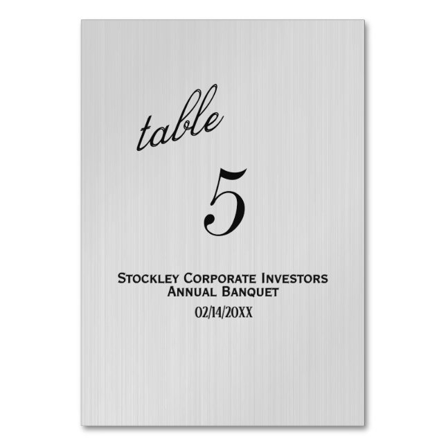 Numéro de table Argent (Par défaut)