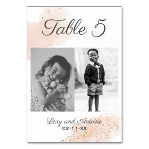 Numéro De Table Art Chic moderne Blush Gold Mariage Photo