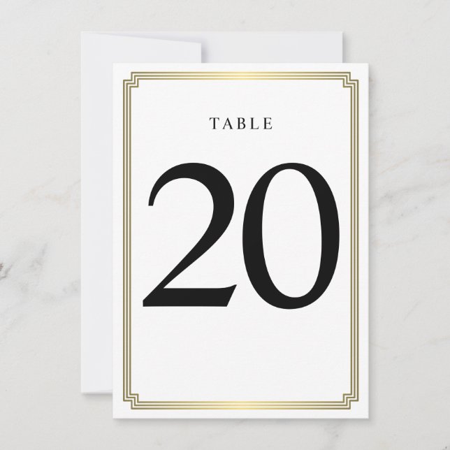Numéro De Table Art Déco Blanc Et Or (Devant)