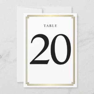 Numéro De Table Art Déco Blanc Et Or