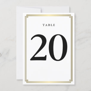 Numéro De Table Art Déco Blanc Et Or
