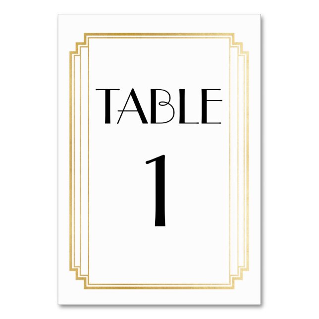 Numéro de table Art Déco Mariage or & blanc (Par défaut)