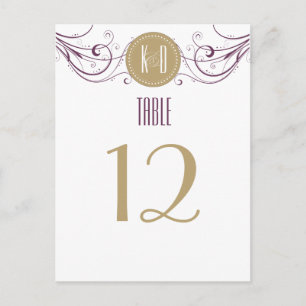 Numéro de table Art Déco violet et taupe