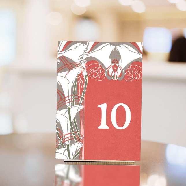 Numéro De Table Art Nouveau Calla Lily Élégance (Créateur téléchargé)