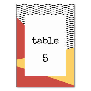 Numéro De Table Art pop des années 80 mariage de style Memphis