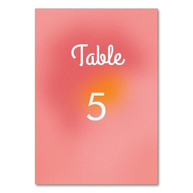 Numéro De Table Arts Graphique Rétro Dégradé Rose Orange Mariage (Par défaut)
