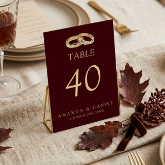 Numéro De Table Auburn Brown and Gold Wedding Gold Ring diamond