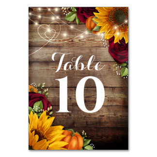 Numéro De Table Automne Citrouille Rustique Mariage Numéros de tab