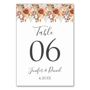 Numéro De Table Automne Feuilles Russe Pays Boho Mariage