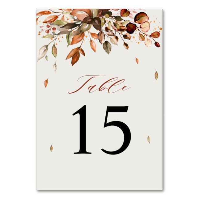 Numéro De Table Automne Feuilles Russe Pays Boho Mariage (Par défaut)