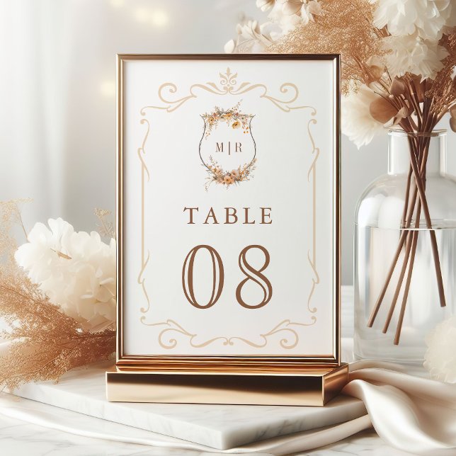 Numéro De Table Automne Fleur sauvage Crest Mariage (Créateur téléchargé)
