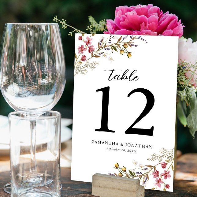 Numéro De Table Automne Floral Fleur sauvage moderne Mariage (Créateur téléchargé)
