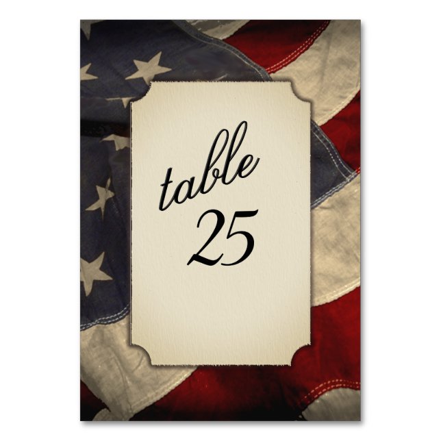 Numéro de table avec drapeau américain en détresse (Par défaut)