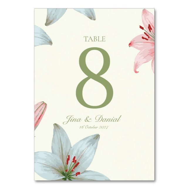 Numéro De Table Azur en fleurs  (Dos)