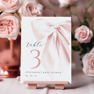 Numéro De Table Baby shower à cou rose