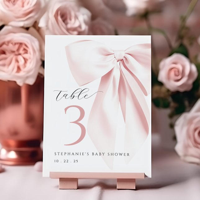 Numéro De Table Baby shower à cou rose (Créateur téléchargé)