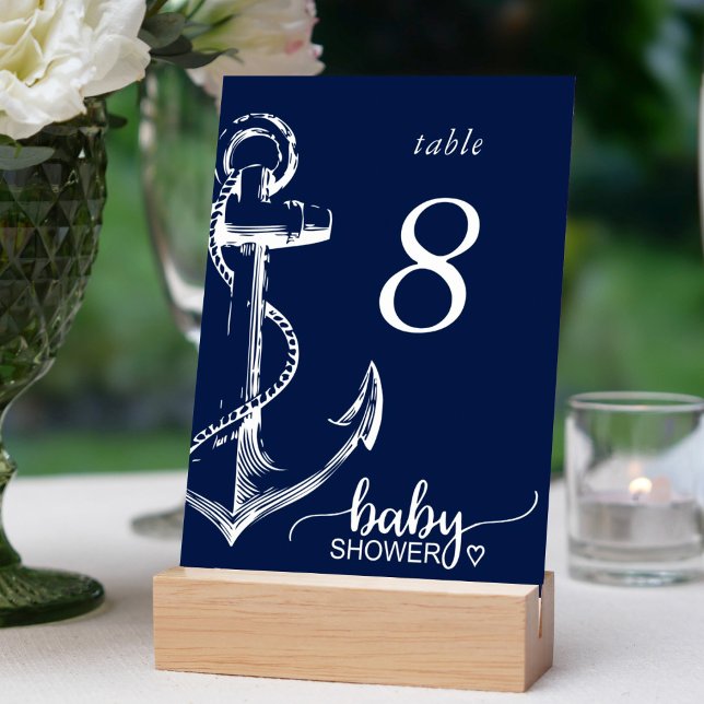 Numéro De Table Baby shower Ancre marine bleu (Créateur téléchargé)