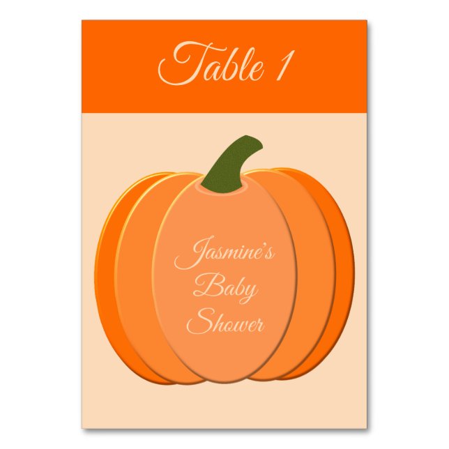 Numéro De Table Baby shower Citrouille neutre genre mignon Orange (Par défaut)