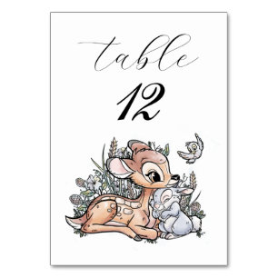 Numéro De Table Baby shower d'aquarelle Bambi Woodland