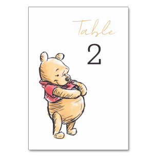 Numéro De Table Baby shower d'aquarelle Winnie simple