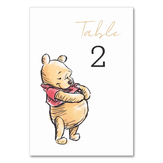Numéro De Table Baby shower d'aquarelle Winnie simple (Par défaut)