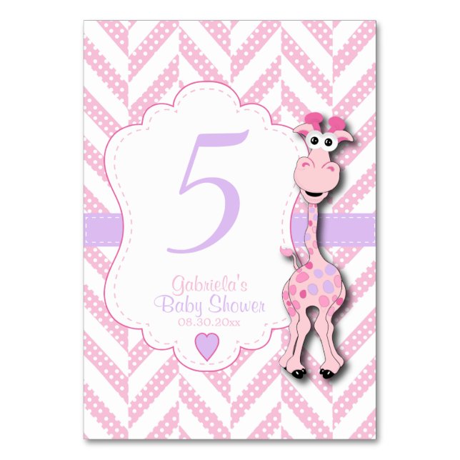 Numéro De Table Baby shower de girafe rose - Numéros de tableau (Par défaut)
