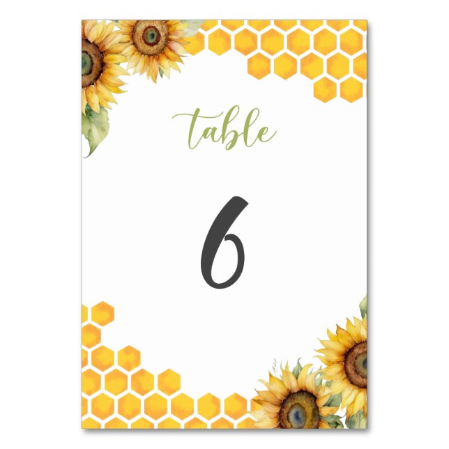 Numéro De Table Baby shower de miel d'abeille de tournesol (Par défaut)