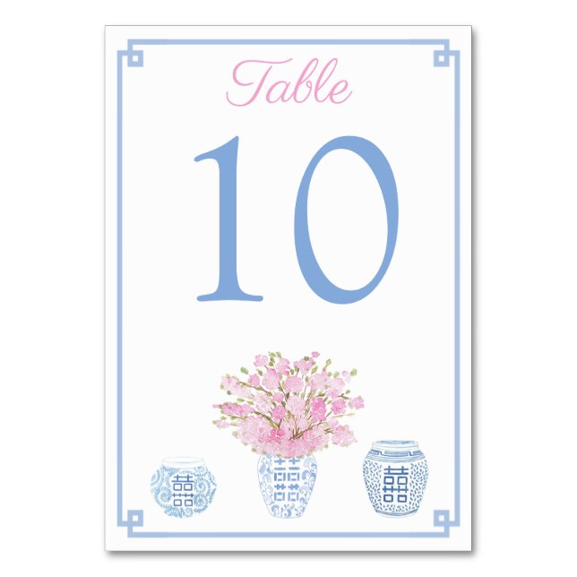Numéro De Table Baby-Shower déjeuner bleu et rose de style chinois (Par défaut)