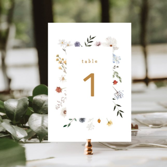Numéro De Table Baby shower fleur sauvage à charpente (Créateur téléchargé)