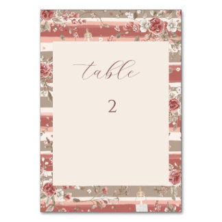 Numéro De Table Baby Shower Fleurs Roses Vintage