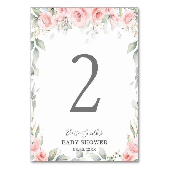 Numéro De Table Baby shower floral flou vert doux Anniversaire (Par défaut)