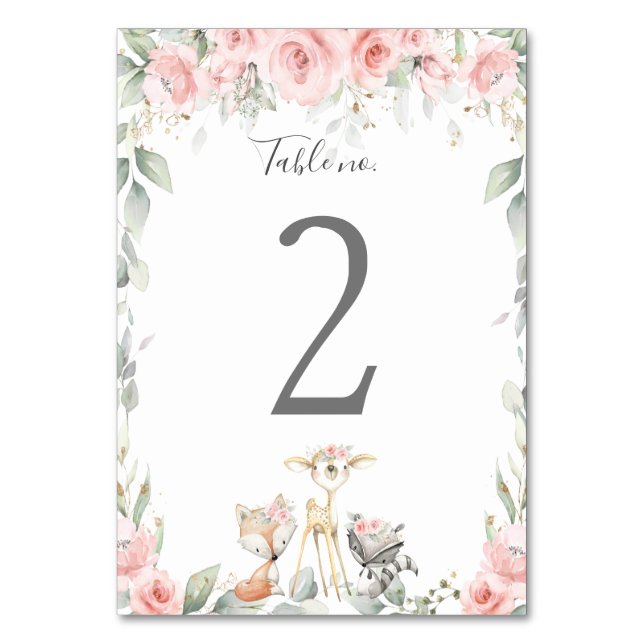 Numéro De Table Baby shower floral moelleux boisé (Par défaut)