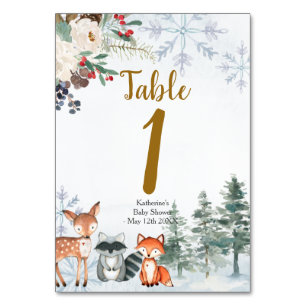 Numéro De Table Baby shower forestier d'hiver