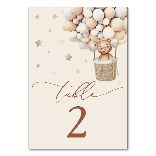 Numéro De Table Baby shower neutre de l'ours en peluche (Par défaut)