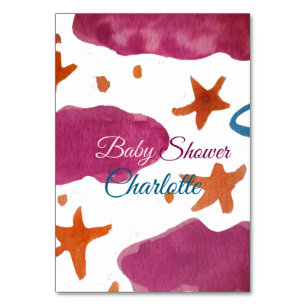 Numéro De Table Baby shower nuages rose bleu ajouter nom aquarelle