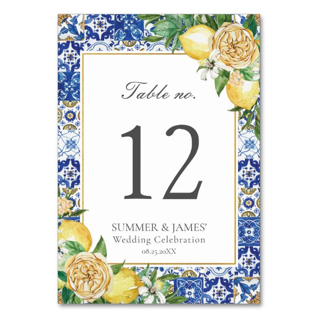 Numéro De Table Baby shower nuptial Mariage de citrons Floral (Par défaut)