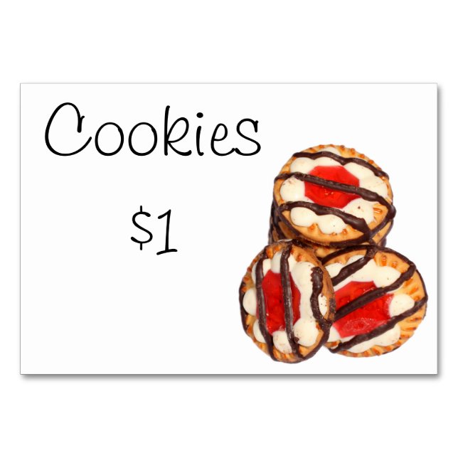 Numéro De Table Bake Sale Fundraiser Table Signes Card Cookies (Devant)