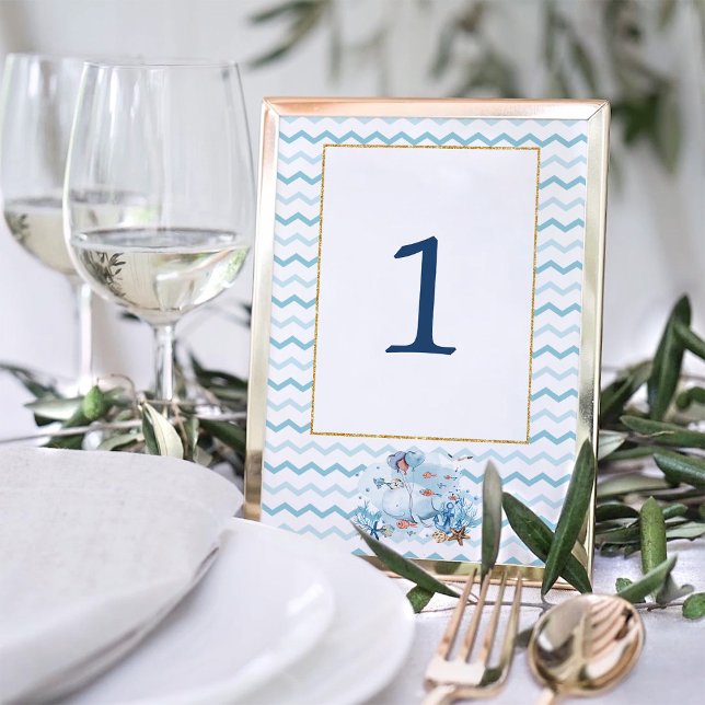Numéro De Table Baleine nautique sous le Baby shower marin Anniver (Créateur téléchargé)
