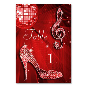 Numéro De Table Balle Red Disco et chaussure Stiletto double face