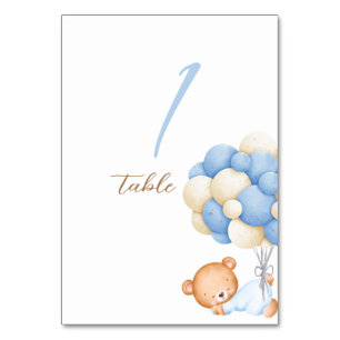 Numéro De Table Ballons d'aquarelle de l'ours en peluche Tableau 1