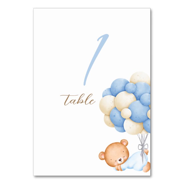 Numéro De Table Ballons d'aquarelle de l'ours en peluche Tableau 1 (Par défaut)