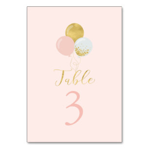 Numéro De Table Ballons Roses et Or pour la 1ère Fête d'Anniversai