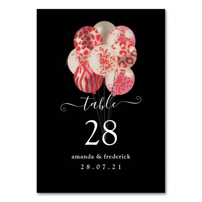 Numéro De Table Balloon Garland rose et rouge Safari Numéro de tab (Par défaut)