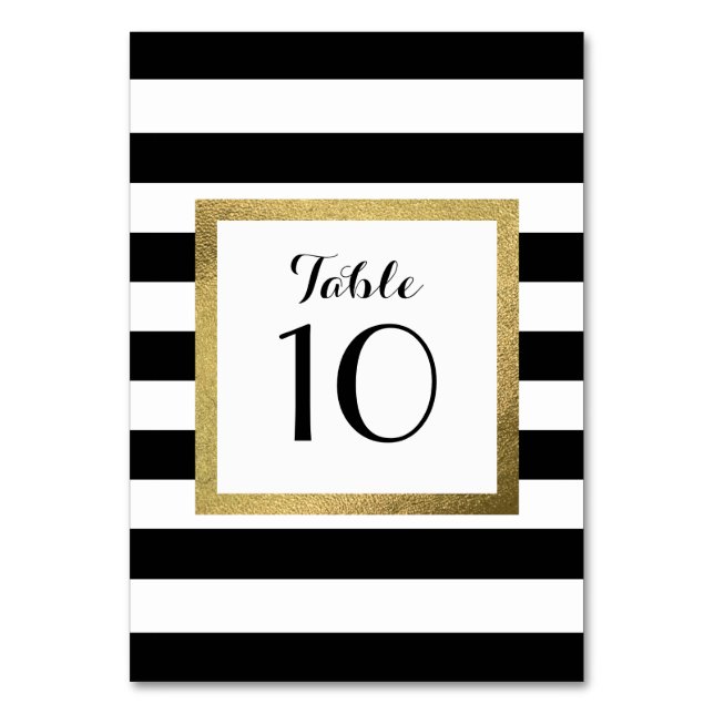 Numéro De Table Bandes noires et blanches avec table Mariage Gold  (Par défaut)