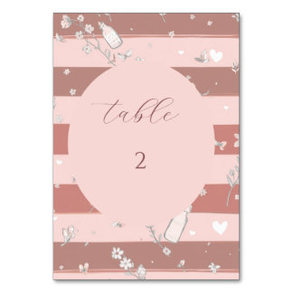 Numéro De Table Bandes roses poussiéreuses Cadre floral vintage ro