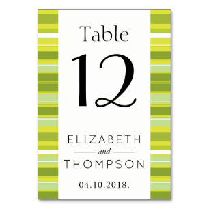 Numéro De Table Bandes vertes, Lignes, Motif rayé, Mariage