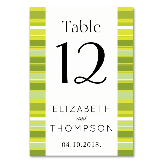Numéro De Table Bandes vertes, Lignes, Motif rayé, Mariage (Par défaut)